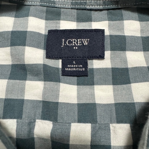 green and white checkered mens long sleeve polo size large brand J. Crew - Picture 4 of 7